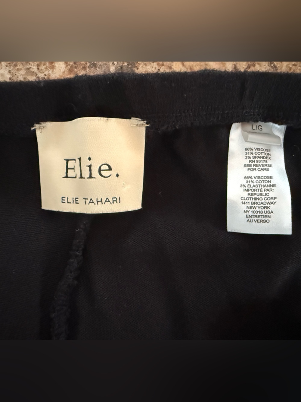 Elie Tahari Black Wide Leg Lounge Pants Size L Viscose Cotton Cozy Minimalist - Picture 3 of 7
